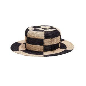 Artesano Malibu - Crochet Weave Checkered Straw Bucket Hat